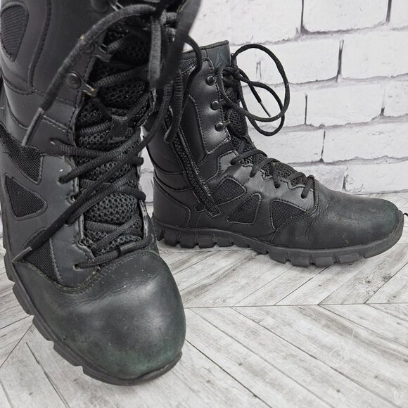 REEBOK COMBAT STYLE SHOES BOOTS Mens 11 M Black Lace Up High Top Zipper Preowned - Picture 1 of 15